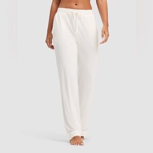 Cozy Knit Womens Bamboo Stretch Knit Pajama Pant White Size Medium